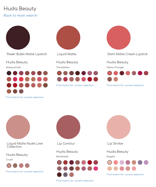 Browse All Huda Beauty products available on lipcolourmatch.com